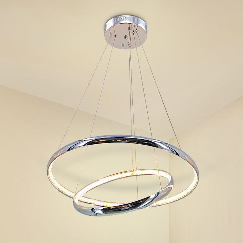 Minimalist Ring Chandelier Lighting Fixture Crystal LED Living Room Pendant Lamp in Chrome, Warm/White Light Clearhalo 'Ceiling Lights' 'Modern Pendants' 'Modern' 'Pendant Lights' 'Pendants' Lighting' 272433