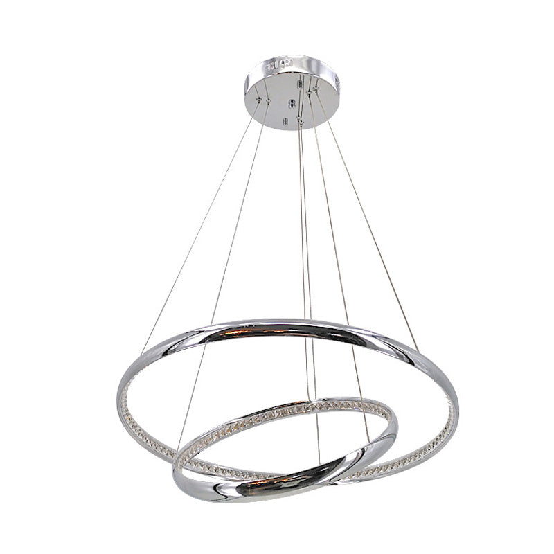 Minimalist Ring Chandelier Lighting Fixture Crystal LED Living Room Pendant Lamp in Chrome, Warm/White Light Clearhalo 'Ceiling Lights' 'Modern Pendants' 'Modern' 'Pendant Lights' 'Pendants' Lighting' 272436