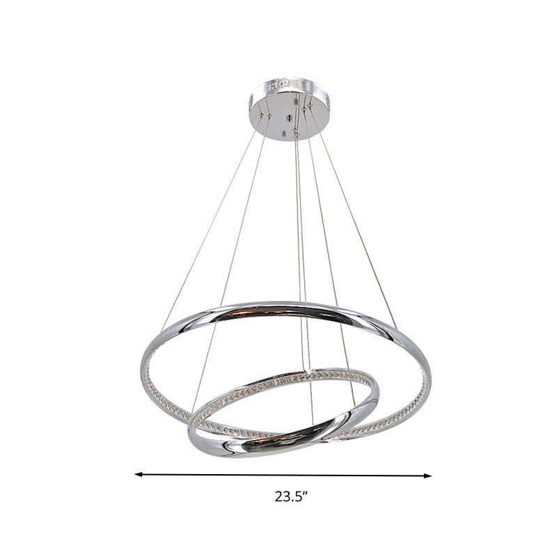 Minimalist Ring Chandelier Lighting Fixture Crystal LED Living Room Pendant Lamp in Chrome, Warm/White Light Clearhalo 'Ceiling Lights' 'Modern Pendants' 'Modern' 'Pendant Lights' 'Pendants' Lighting' 272437