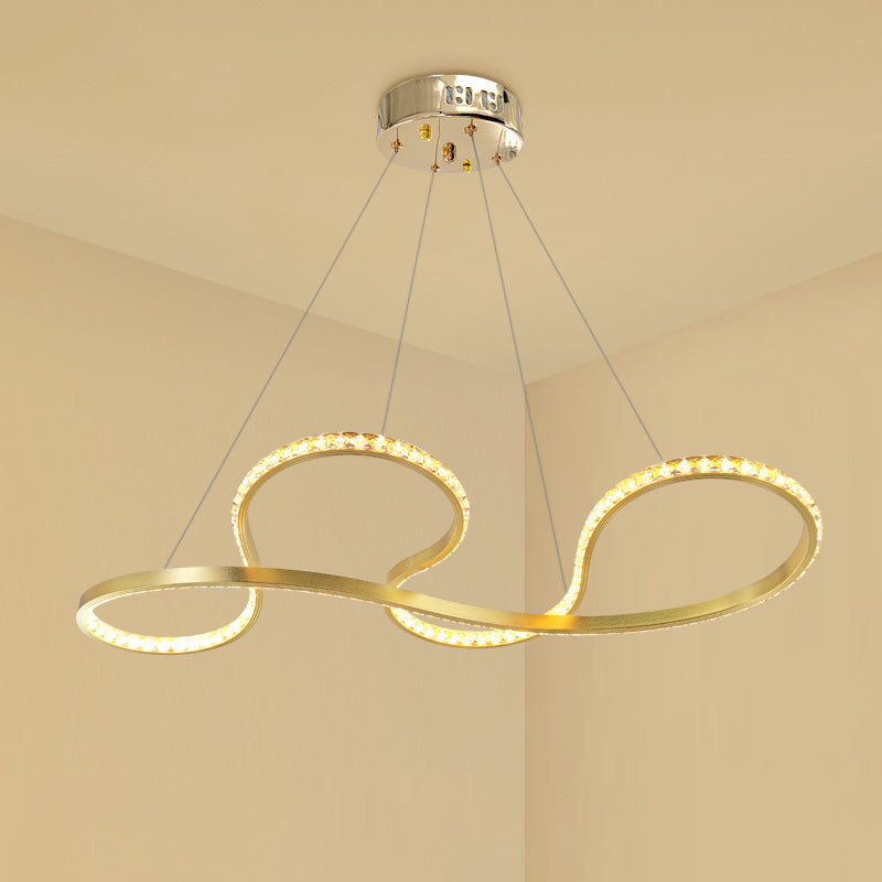 Gold Twist Chandelier Lighting Minimalist Led Crystal Ceiling Pendant Light for Dining Room in Warm/White Light Clearhalo 'Ceiling Lights' 'Chandeliers' 'Modern Chandeliers' 'Modern' Lighting' 272455