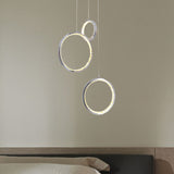 Minimalist Circle Crystal Hanging Ceiling Light 3 Lights Cluster Pendant in Chrome, Warm/White Light Chrome Clearhalo 'Ceiling Lights' 'Modern Pendants' 'Modern' 'Pendant Lights' 'Pendants' Lighting' 272503