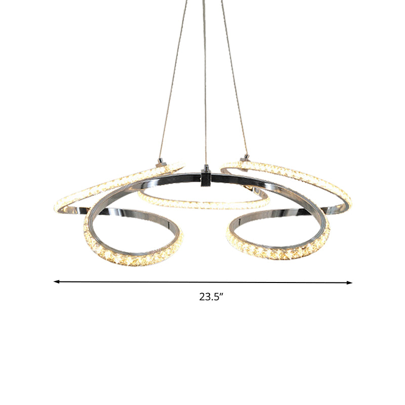 Twist Dining Room Ceiling Chandelier Crystal LED Simple Suspension Pendant in Chrome, Warm/White Light Clearhalo 'Ceiling Lights' 'Chandeliers' 'Modern Chandeliers' 'Modern' Lighting' 272515