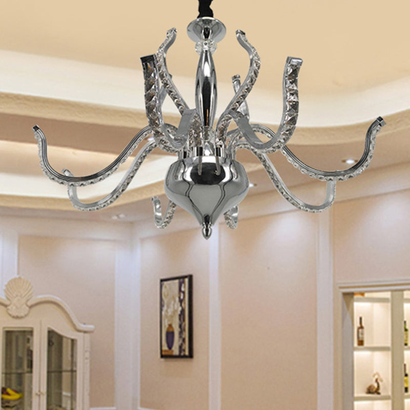 Radical Chandelier Light Minimalist Crystal LED Chrome Ceiling Pendant Light in Warm/White Light Clearhalo 'Ceiling Lights' 'Chandeliers' 'Modern Chandeliers' 'Modern' Lighting' 272519