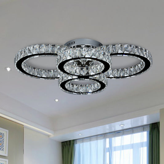 Circle Bedroom Flush Mount Lighting Crystal LED Contemporary Flush Light in Chrome, Warm/White Light Clearhalo 'Ceiling Lights' 'Close To Ceiling Lights' 'Close to ceiling' 'Flush mount' Lighting' 272563