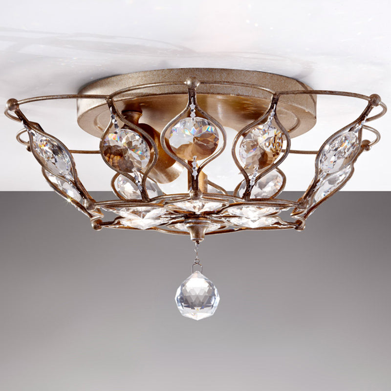 Chrome Domed Flush Mount Fixture Contemporary 2 Lights Crystal Flushmount Lighting Clearhalo 'Ceiling Lights' 'Close To Ceiling Lights' 'Close to ceiling' 'Flush mount' Lighting' 272569