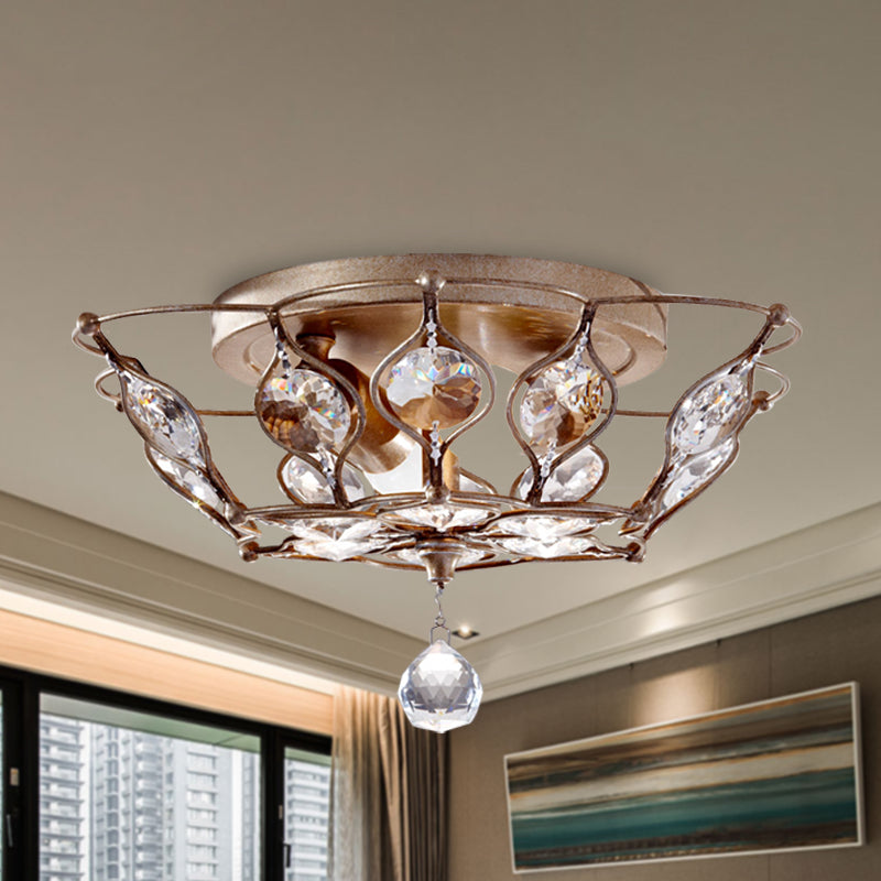 Chrome Domed Flush Mount Fixture Contemporary 2 Lights Crystal Flushmount Lighting Clearhalo 'Ceiling Lights' 'Close To Ceiling Lights' 'Close to ceiling' 'Flush mount' Lighting' 272570