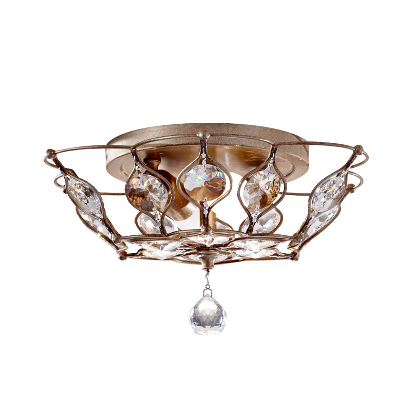 Chrome Domed Flush Mount Fixture Contemporary 2 Lights Crystal Flushmount Lighting Clearhalo 'Ceiling Lights' 'Close To Ceiling Lights' 'Close to ceiling' 'Flush mount' Lighting' 272572