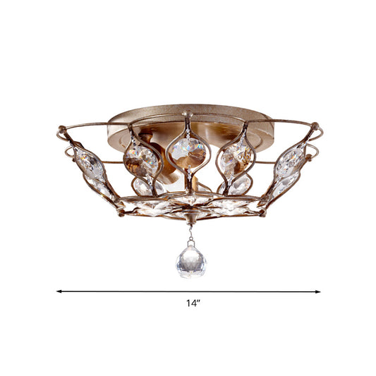 Chrome Domed Flush Mount Fixture Contemporary 2 Lights Crystal Flushmount Lighting Clearhalo 'Ceiling Lights' 'Close To Ceiling Lights' 'Close to ceiling' 'Flush mount' Lighting' 272573