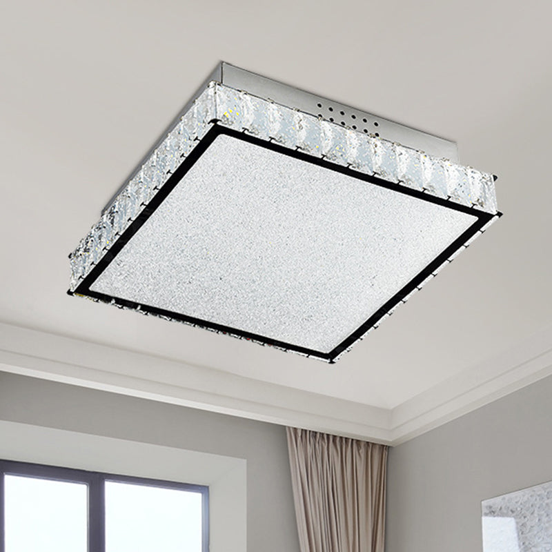 Square Crystal Flush Light Simple LED White Close to Ceiling Lamp for Bedroom Clearhalo 'Ceiling Lights' 'Close To Ceiling Lights' 'Close to ceiling' 'Flush mount' Lighting' 272575