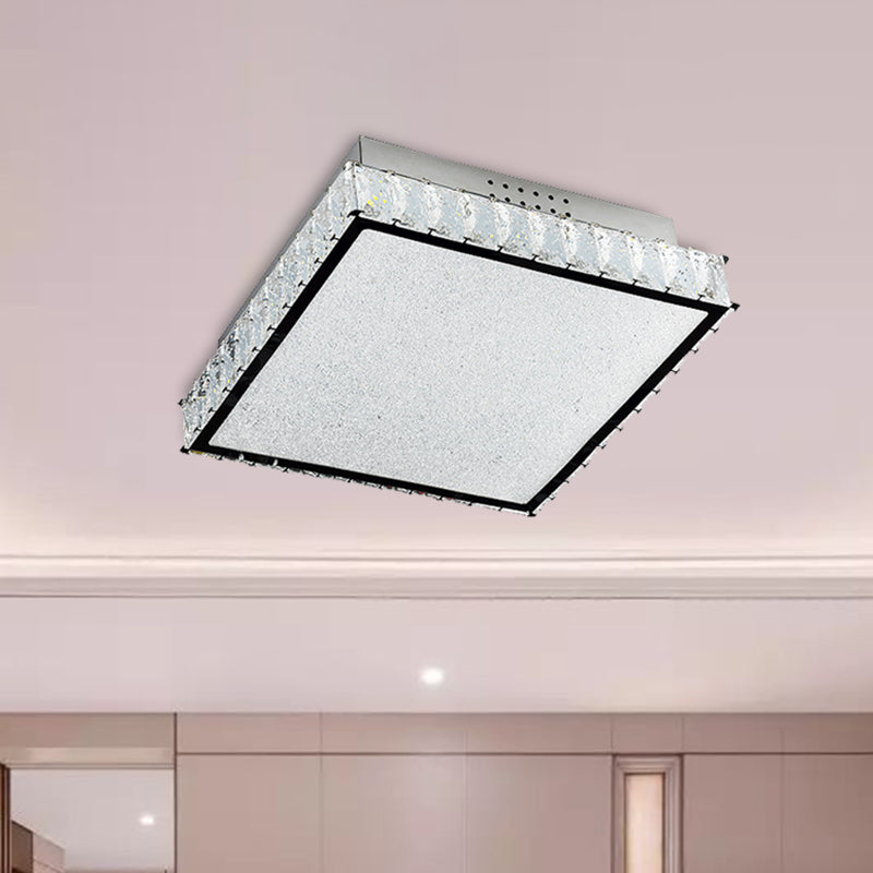 Square Crystal Flush Light Simple LED White Close to Ceiling Lamp for Bedroom Clearhalo 'Ceiling Lights' 'Close To Ceiling Lights' 'Close to ceiling' 'Flush mount' Lighting' 272576