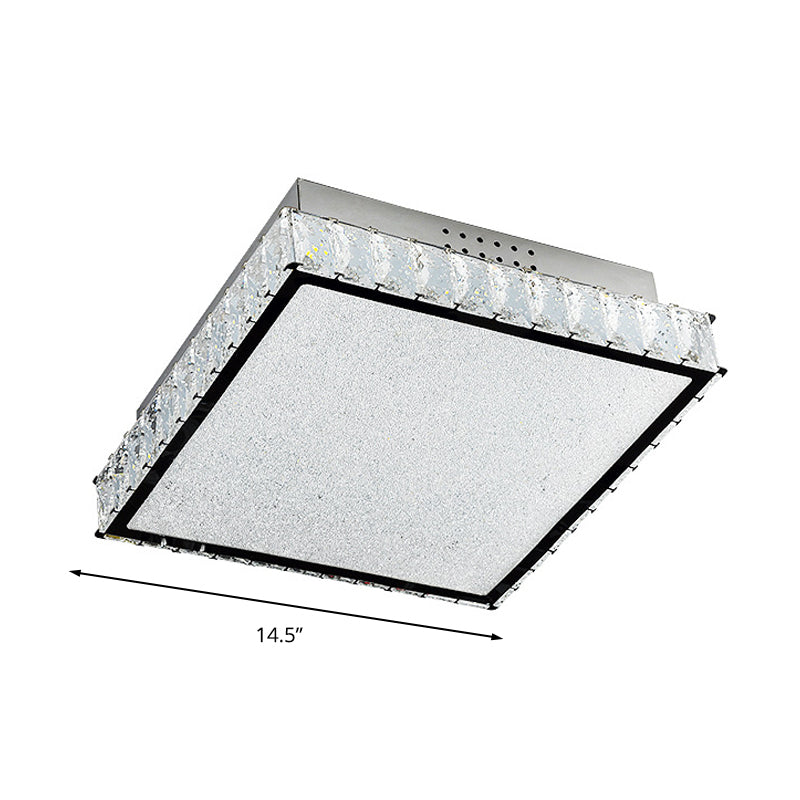 Square Crystal Flush Light Simple LED White Close to Ceiling Lamp for Bedroom Clearhalo 'Ceiling Lights' 'Close To Ceiling Lights' 'Close to ceiling' 'Flush mount' Lighting' 272579