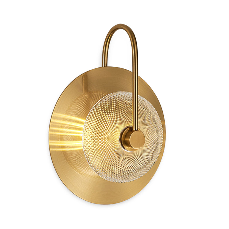 Bell Shape Wall Light Sconce Post Modern Green/Clear Prismatic Glass 1-Light Brass Wall Lamp Clearhalo 'Cast Iron' 'Glass' 'Industrial' 'Modern wall lights' 'Modern' 'Tiffany' 'Traditional wall lights' 'Wall Lamps & Sconces' 'Wall Lights' Lighting' 272962