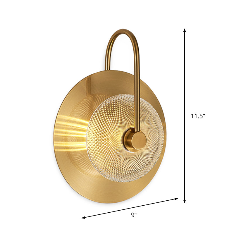 Bell Shape Wall Light Sconce Post Modern Green/Clear Prismatic Glass 1-Light Brass Wall Lamp Clearhalo 'Cast Iron' 'Glass' 'Industrial' 'Modern wall lights' 'Modern' 'Tiffany' 'Traditional wall lights' 'Wall Lamps & Sconces' 'Wall Lights' Lighting' 272963