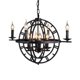 Wrought Iron Orbit Chandelier Light Fixture Industrial Style 8 Bulbs Antique Bronze Suspension Lamp Clearhalo 'Ceiling Lights' 'Chandeliers' Lighting' options 272998