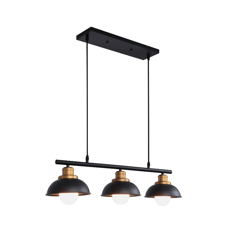 Dome Kitchen Island Light Fixture Metallic 3 Lights Industrial Style Hanging Island Light in Black/White Clearhalo 'Ceiling Lights' 'Island Lights' Lighting' 273130