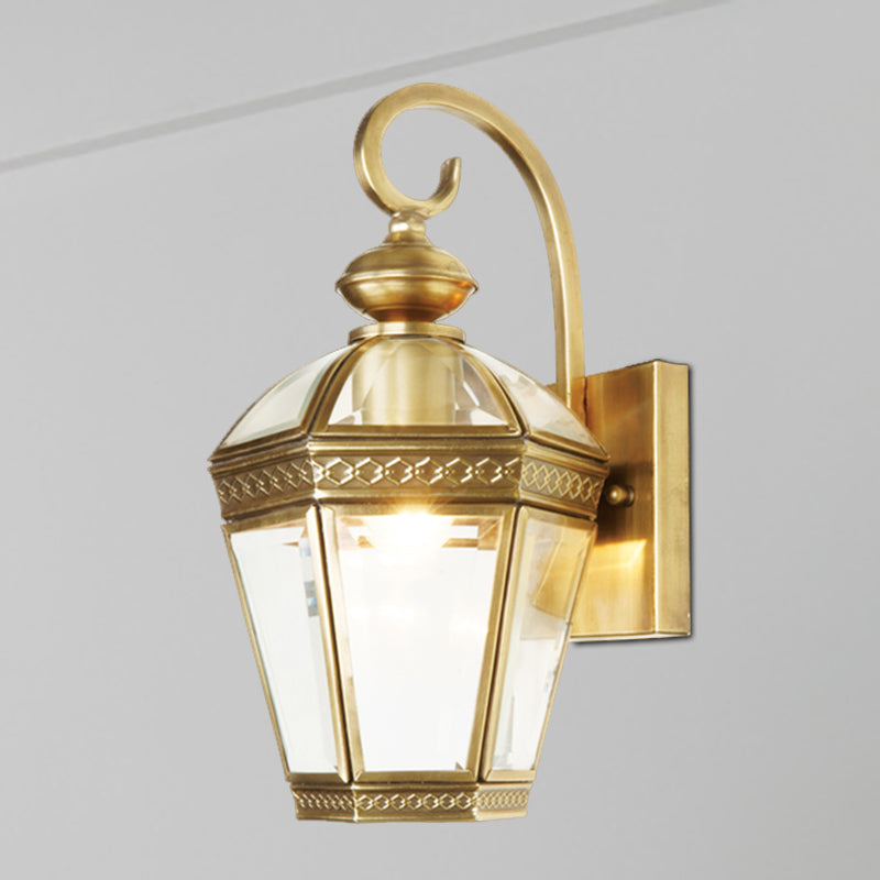 Geometric Metal Wall Sconce Traditional 1 Bulb Foyer Wall Mounted Light Fixture in Gold Clearhalo 'Wall Lamps & Sconces' 'Wall Lights' Lighting' 273152