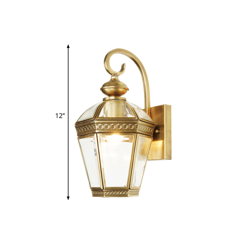 Geometric Metal Wall Sconce Traditional 1 Bulb Foyer Wall Mounted Light Fixture in Gold Clearhalo 'Wall Lamps & Sconces' 'Wall Lights' Lighting' 273155