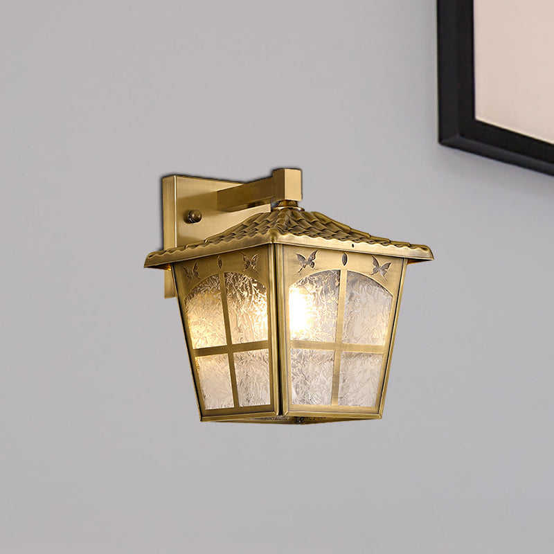 Traditionalism Trapezoid Wall Mount Light Single Bulb Metal Wall Lighting Fixture in Gold Gold Clearhalo 'Wall Lamps & Sconces' 'Wall Lights' Lighting' 273167