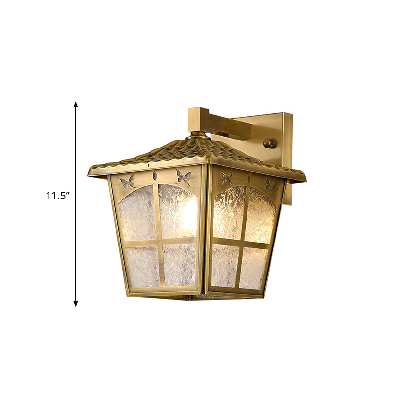 Traditionalism Trapezoid Wall Mount Light Single Bulb Metal Wall Lighting Fixture in Gold Clearhalo 'Wall Lamps & Sconces' 'Wall Lights' Lighting' 273171