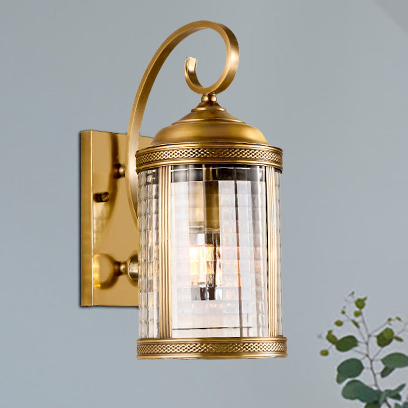 Gold 1 Head Wall Lighting Traditional Metal Birdcage Wall Mounted Light with Clear Glass Shade for Porch Clearhalo 'Wall Lamps & Sconces' 'Wall Lights' Lighting' 273194