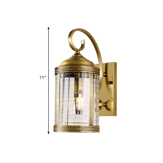 Gold 1 Head Wall Lighting Traditional Metal Birdcage Wall Mounted Light with Clear Glass Shade for Porch Clearhalo 'Wall Lamps & Sconces' 'Wall Lights' Lighting' 273197