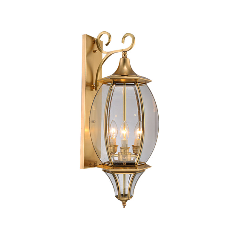 Metal Gold Wall Sconce Lighting Oval 3-Light Traditional Wall Light Fixture for Foyer Clearhalo 'Wall Lamps & Sconces' 'Wall Lights' Lighting' 273209