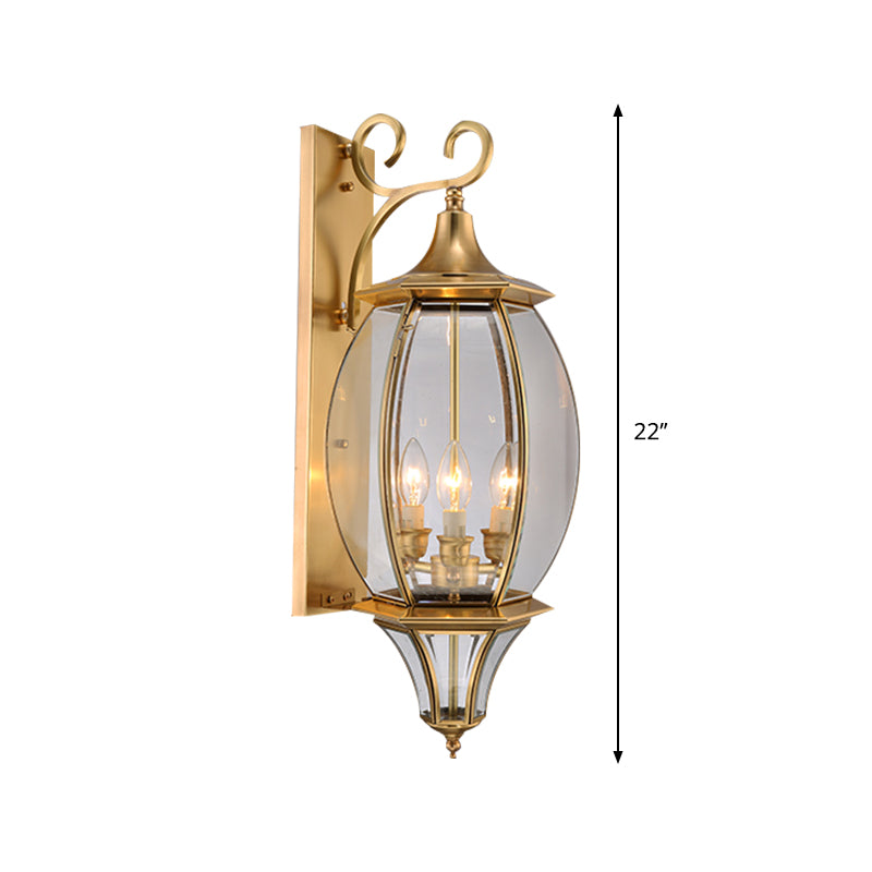 Metal Gold Wall Sconce Lighting Oval 3-Light Traditional Wall Light Fixture for Foyer Clearhalo 'Wall Lamps & Sconces' 'Wall Lights' Lighting' 273210