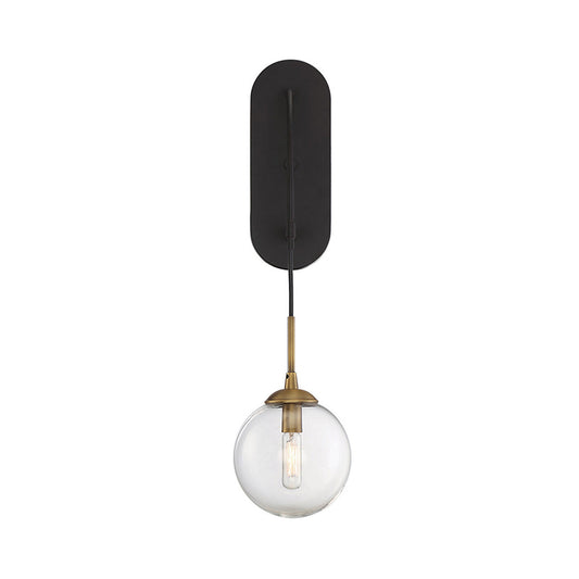 Drop Wall Sconce Minimalist Clear Glass 1 Light Black Wall Mounted Light Fixture Clearhalo 'Cast Iron' 'Glass' 'Industrial' 'Modern wall lights' 'Modern' 'Tiffany' 'Traditional wall lights' 'Wall Lamps & Sconces' 'Wall Lights' Lighting' 273260