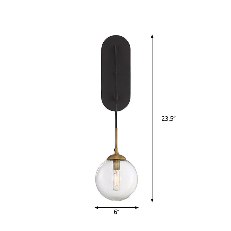 Drop Wall Sconce Minimalist Clear Glass 1 Light Black Wall Mounted Light Fixture Clearhalo 'Cast Iron' 'Glass' 'Industrial' 'Modern wall lights' 'Modern' 'Tiffany' 'Traditional wall lights' 'Wall Lamps & Sconces' 'Wall Lights' Lighting' 273261