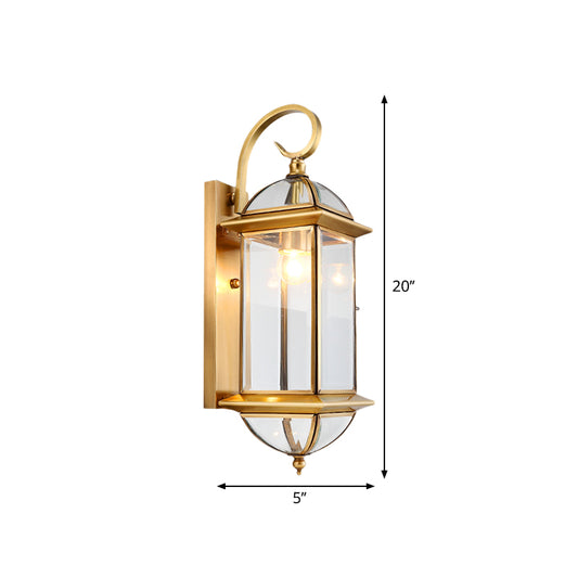 1 Bulb Metal Wall Sconce Traditional Gold Curved Arm Living Room Wall Light Fixture Clearhalo 'Wall Lamps & Sconces' 'Wall Lights' Lighting' 273266