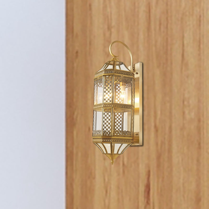 Traditional Geometric Sconce Light Fixture 3-Bulb Metal Wall Lamp in Gold for Foyer Gold Clearhalo 'Wall Lamps & Sconces' 'Wall Lights' Lighting' 273272