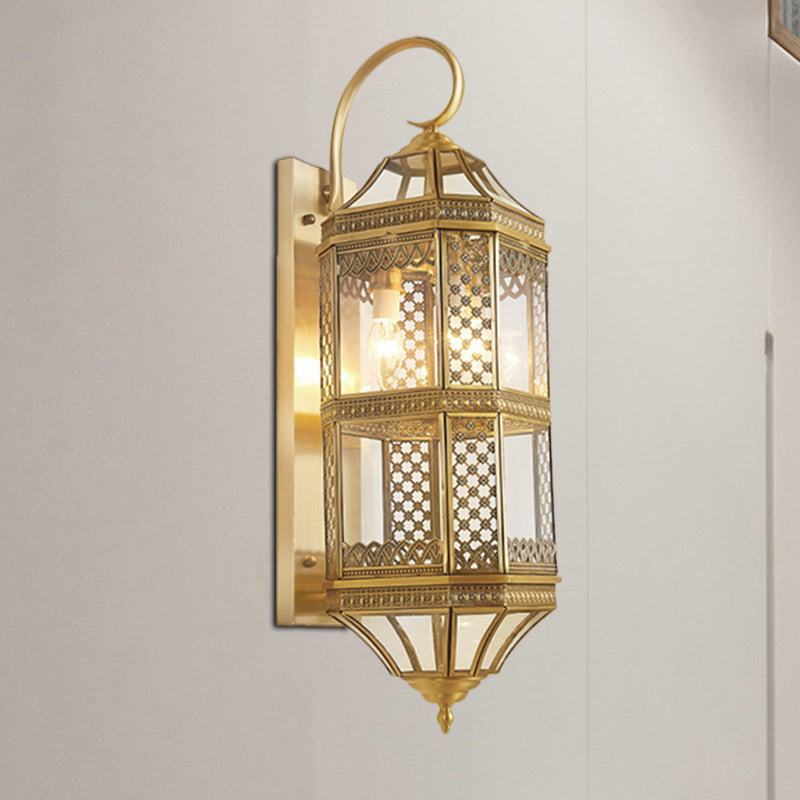 Traditional Geometric Sconce Light Fixture 3-Bulb Metal Wall Lamp in Gold for Foyer Clearhalo 'Wall Lamps & Sconces' 'Wall Lights' Lighting' 273273