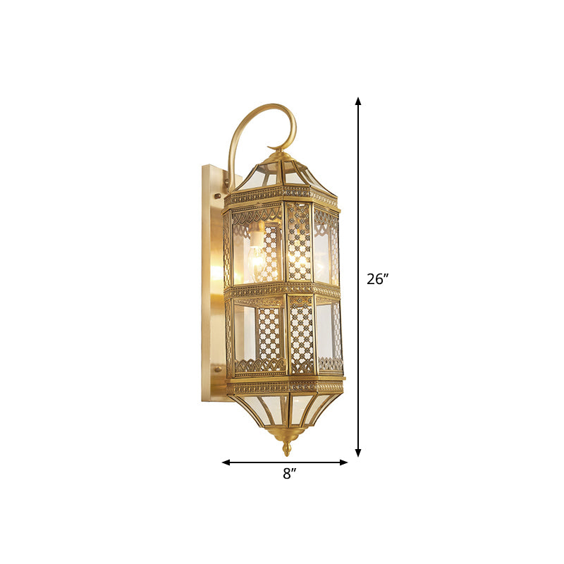 Traditional Geometric Sconce Light Fixture 3-Bulb Metal Wall Lamp in Gold for Foyer Clearhalo 'Wall Lamps & Sconces' 'Wall Lights' Lighting' 273276