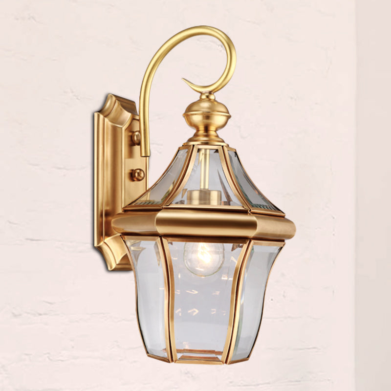 Metal Gold Wall Sconce Lighting Lantern 1-Light Traditional Wall Light Fixture for Living Room Clearhalo 'Wall Lamps & Sconces' 'Wall Lights' Lighting' 273310