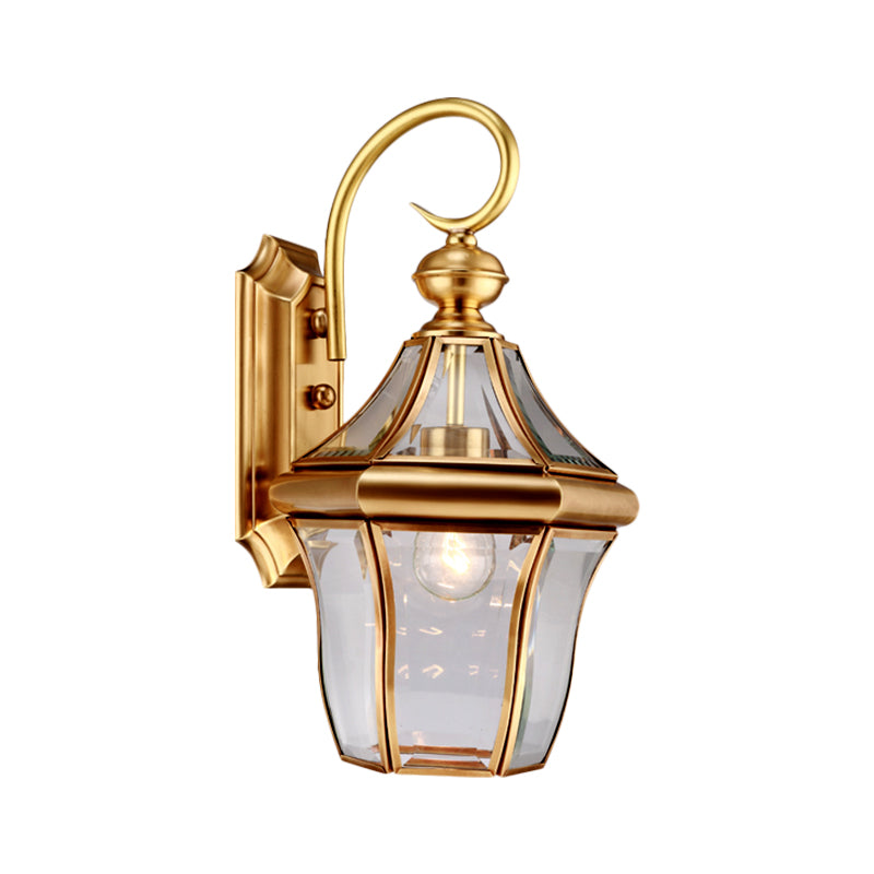 Metal Gold Wall Sconce Lighting Lantern 1-Light Traditional Wall Light Fixture for Living Room Clearhalo 'Wall Lamps & Sconces' 'Wall Lights' Lighting' 273312