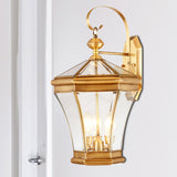 3-Head Lantern Wall Light Traditionalism Gold Metal Wall Sconce Lighting for Stairs Clearhalo 'Wall Lamps & Sconces' 'Wall Lights' Lighting' 273326