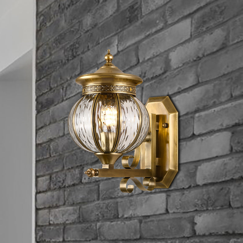 Metal Gold Sconce Light Fixture Global 1 Head Traditional Wall Mount Lamp for Porch Gold Clearhalo 'Wall Lamps & Sconces' 'Wall Lights' Lighting' 273335