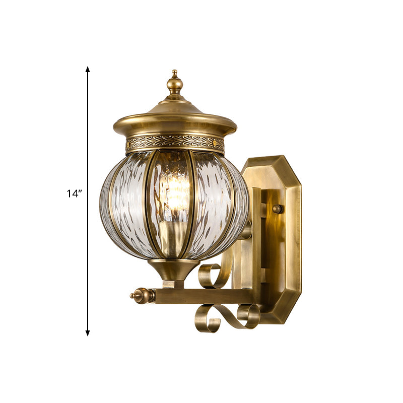 Metal Gold Sconce Light Fixture Global 1 Head Traditional Wall Mount Lamp for Porch Clearhalo 'Wall Lamps & Sconces' 'Wall Lights' Lighting' 273339