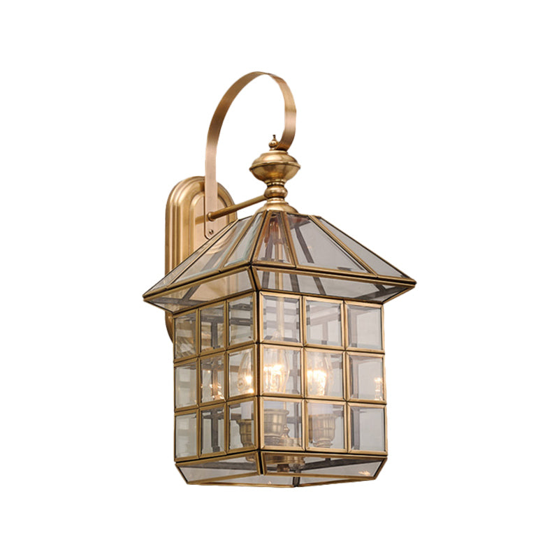 Traditional Geometric Sconce Light Fixture Brass 3-Bulb Metal Wall Lamp for Living Room Clearhalo 'Wall Lamps & Sconces' 'Wall Lights' Lighting' 273369