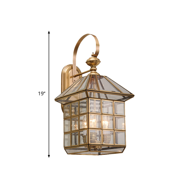 Traditional Geometric Sconce Light Fixture Brass 3-Bulb Metal Wall Lamp for Living Room Clearhalo 'Wall Lamps & Sconces' 'Wall Lights' Lighting' 273370