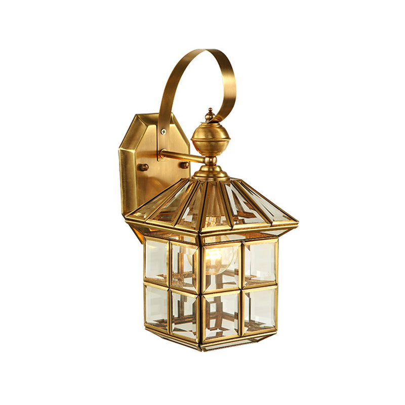 Cage Metal Sconce Light Traditionalism 1-Bulb Brass Bedroom Wall Light Fixture Clearhalo 'Wall Lamps & Sconces' 'Wall Lights' Lighting' 273374