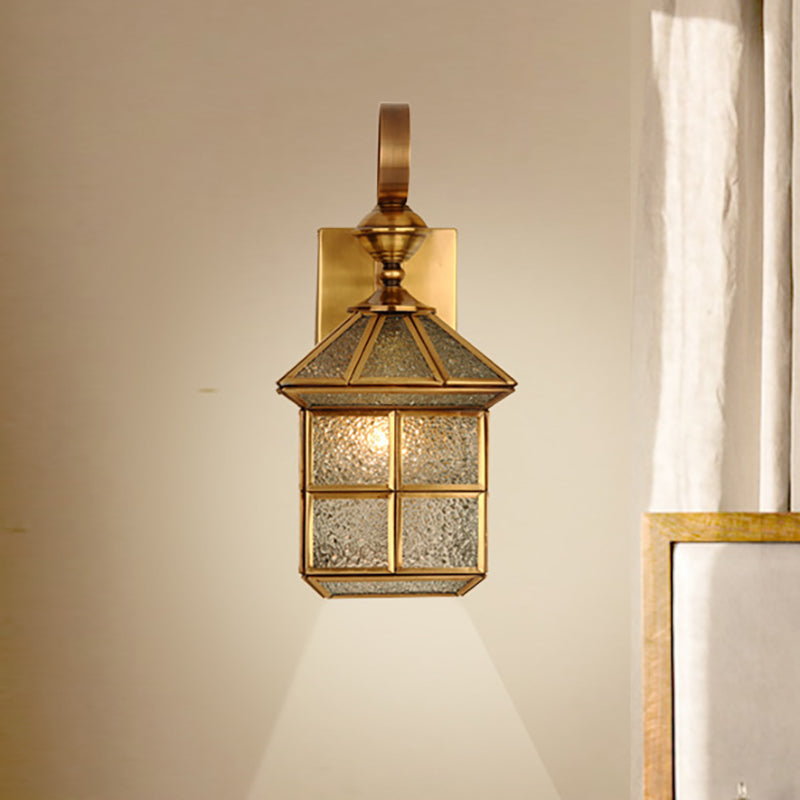 1-Head Geometric Sconce Light Fixture Traditional Gold Metal Wall Light Sconce for Foyer Gold Clearhalo 'Wall Lamps & Sconces' 'Wall Lights' Lighting' 273377