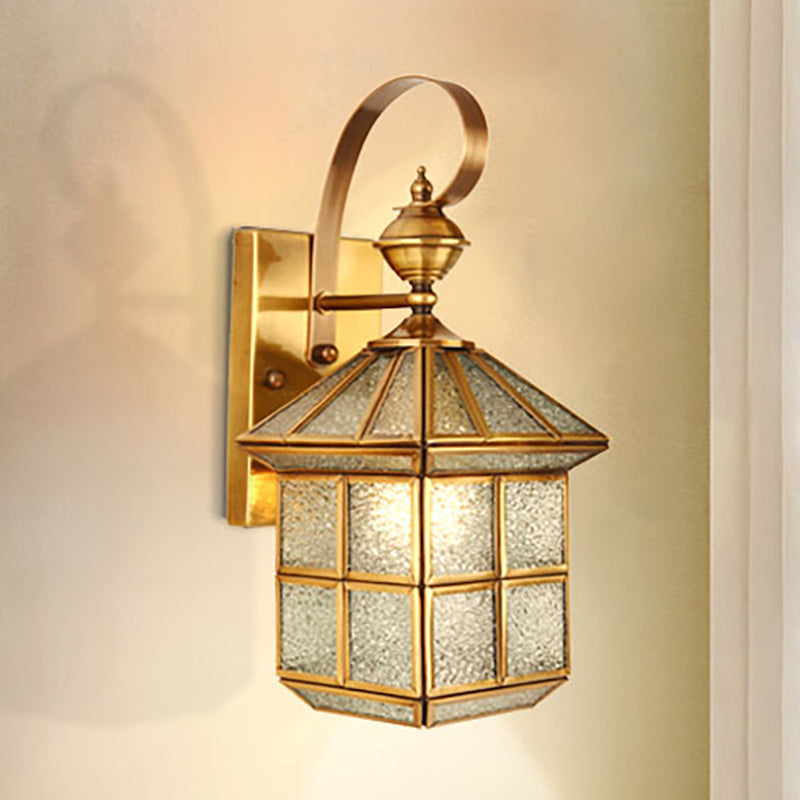 1-Head Geometric Sconce Light Fixture Traditional Gold Metal Wall Light Sconce for Foyer Clearhalo 'Wall Lamps & Sconces' 'Wall Lights' Lighting' 273378