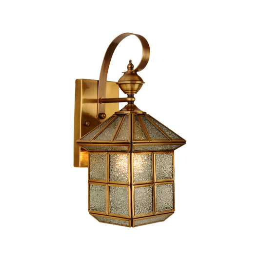 1-Head Geometric Sconce Light Fixture Traditional Gold Metal Wall Light Sconce for Foyer Clearhalo 'Wall Lamps & Sconces' 'Wall Lights' Lighting' 273380