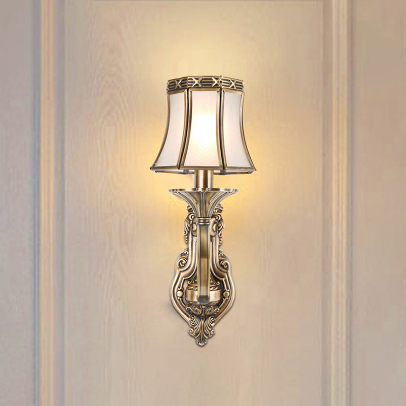 Bell Metal Wall Sconce Traditional 1-Bulb Brass Bathroom Wall Mounted Light Fixture Brass Clearhalo 'Wall Lamps & Sconces' 'Wall Lights' Lighting' 273422