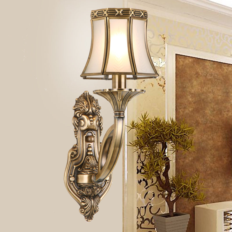 Bell Metal Wall Sconce Traditional 1-Bulb Brass Bathroom Wall Mounted Light Fixture Clearhalo 'Wall Lamps & Sconces' 'Wall Lights' Lighting' 273423