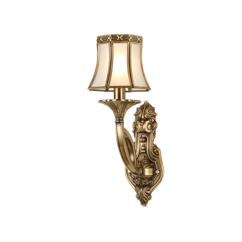 Bell Metal Wall Sconce Traditional 1-Bulb Brass Bathroom Wall Mounted Light Fixture Clearhalo 'Wall Lamps & Sconces' 'Wall Lights' Lighting' 273425