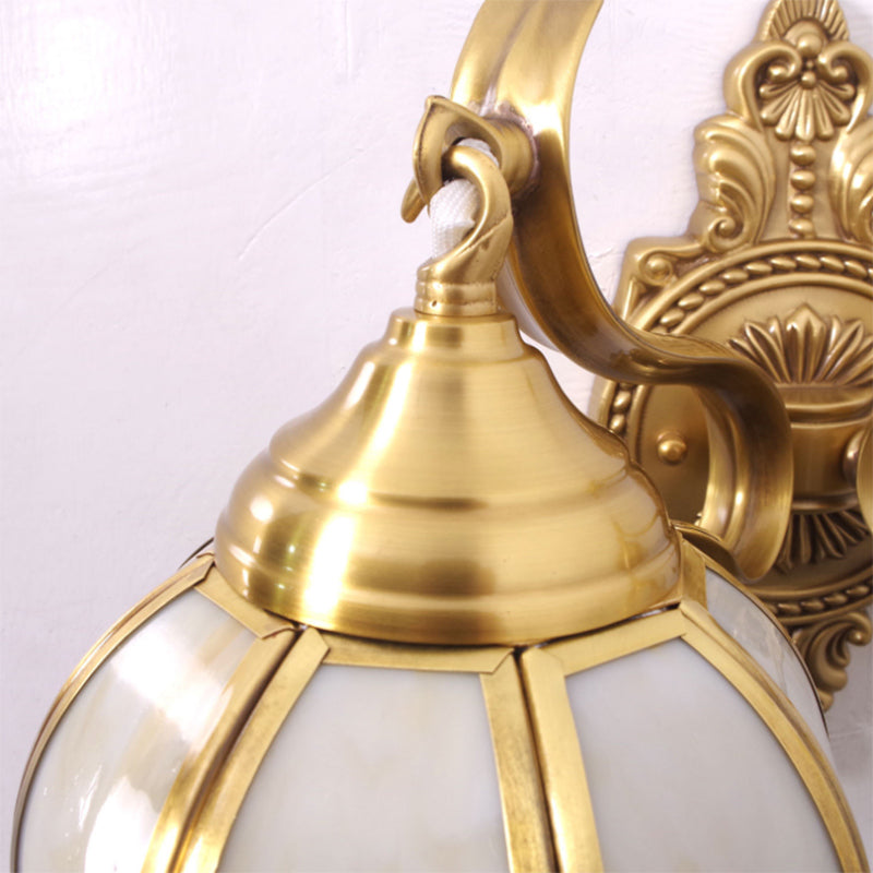 Globe Dining Room Sconce Light Traditionalism Metal 2-Bulb Brass Wall Light Fixture Clearhalo 'Wall Lamps & Sconces' 'Wall Lights' Lighting' 273432