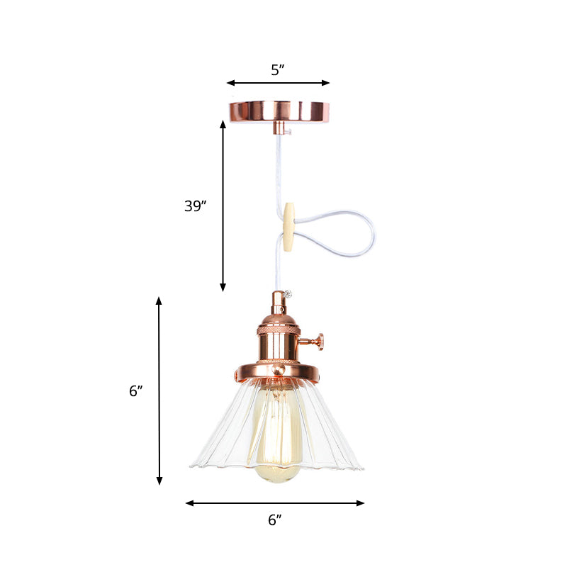 Industrial Style Conic Hanging Lamp Amber/Clear Glass 1 Light Coffee Shop Height Adjustable Pendant Lighting in Black/Bronze/Brass Clearhalo 'Art Deco Pendants' 'Black' 'Cast Iron' 'Ceiling Lights' 'Ceramic' 'Crystal' 'Industrial Pendants' 'Industrial' 'Metal' 'Middle Century Pendants' 'Pendant Lights' 'Pendants' 'Rustic Pendants' 'Tiffany' Lighting' 273463