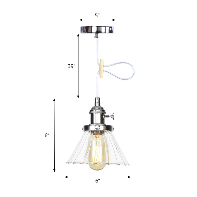 Industrial Style Conic Hanging Lamp Amber/Clear Glass 1 Light Coffee Shop Height Adjustable Pendant Lighting in Black/Bronze/Brass Clearhalo 'Art Deco Pendants' 'Black' 'Cast Iron' 'Ceiling Lights' 'Ceramic' 'Crystal' 'Industrial Pendants' 'Industrial' 'Metal' 'Middle Century Pendants' 'Pendant Lights' 'Pendants' 'Rustic Pendants' 'Tiffany' Lighting' 273471